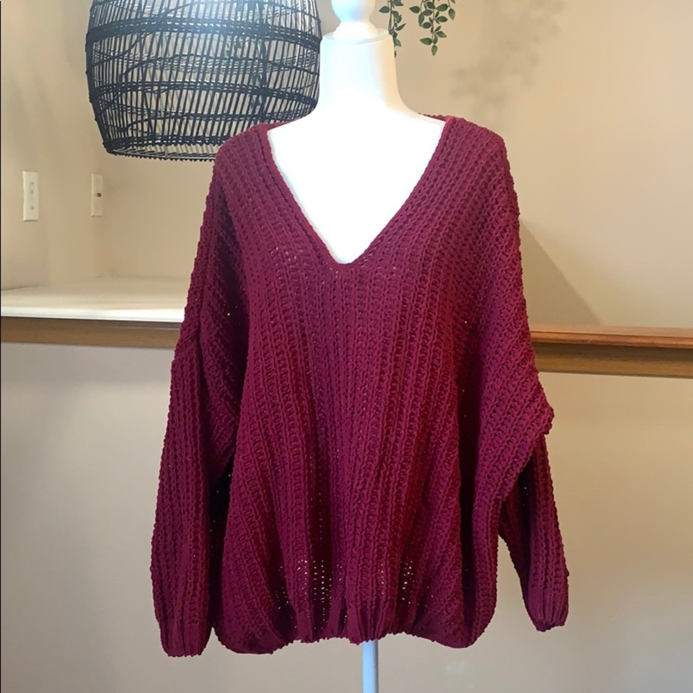 Miracle | Cranberry Oversized Knit Sweater